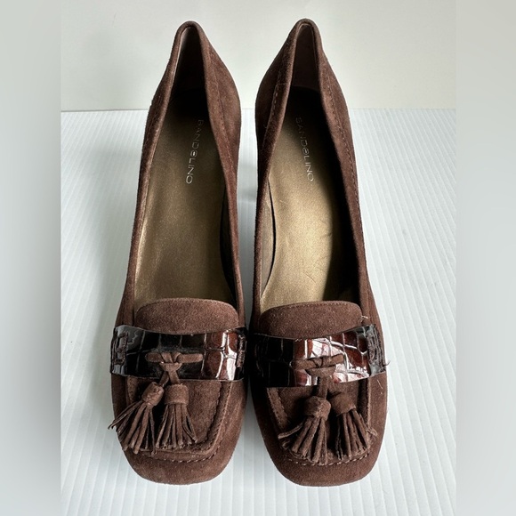 Bandolino Brown Suede Oxford Heel Pump Tassels Size 8 Work Office Internship - Picture 2 of 10